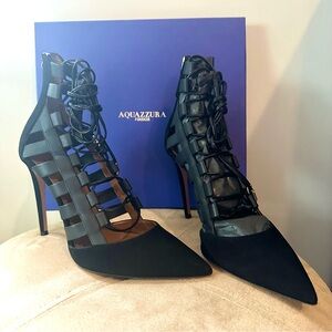Aquazzura Black Suede “Amazon” Pumps / Heels